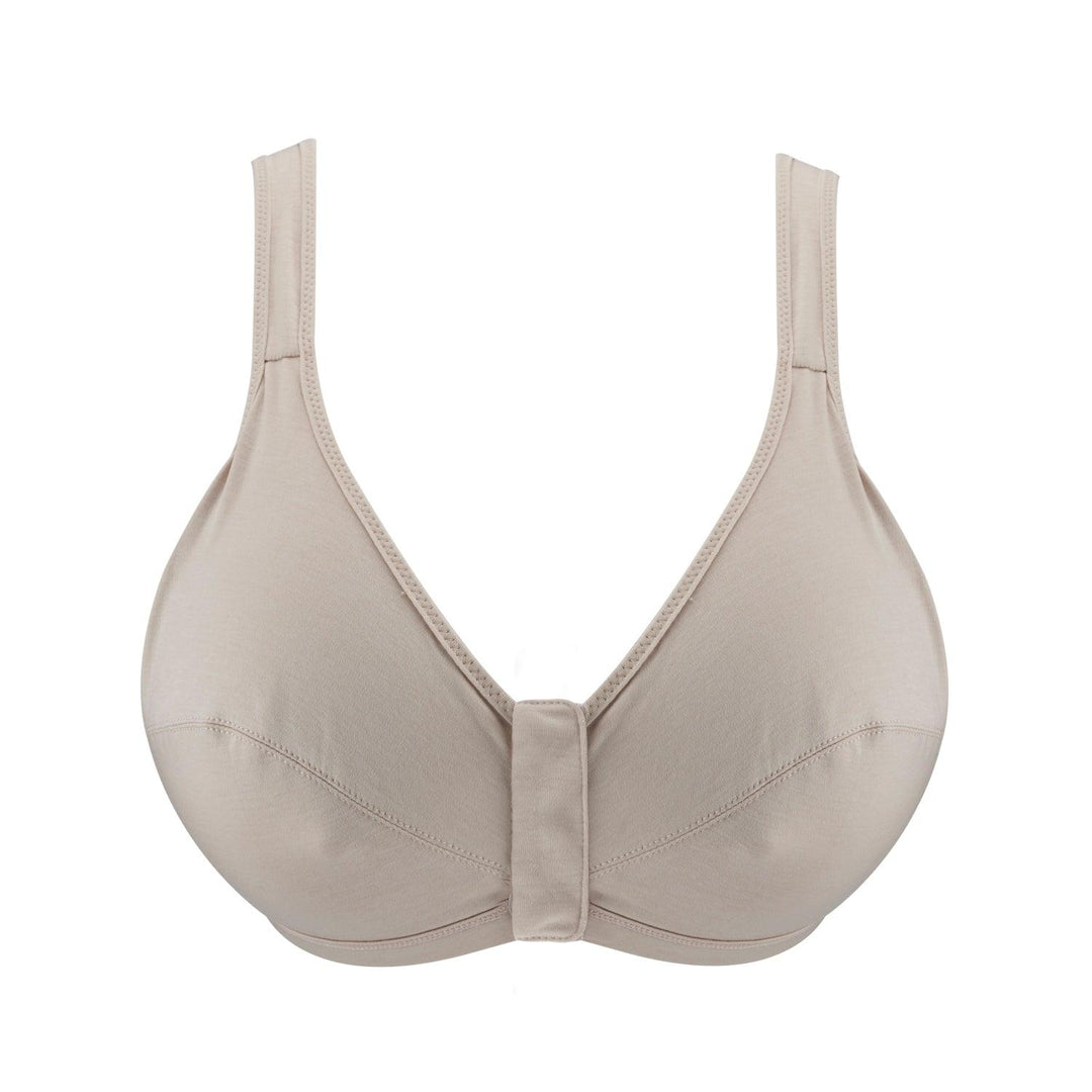 Ivory Full Cup Front Closure Silk and Organic Cotton Wireless Bra – Juliemay Lingerie