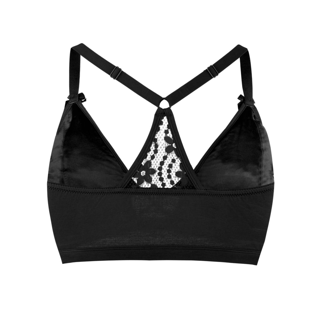 Passion Red Lace Organic Cotton and Silk Bralette, back view (2) – Juliemay Lingerie