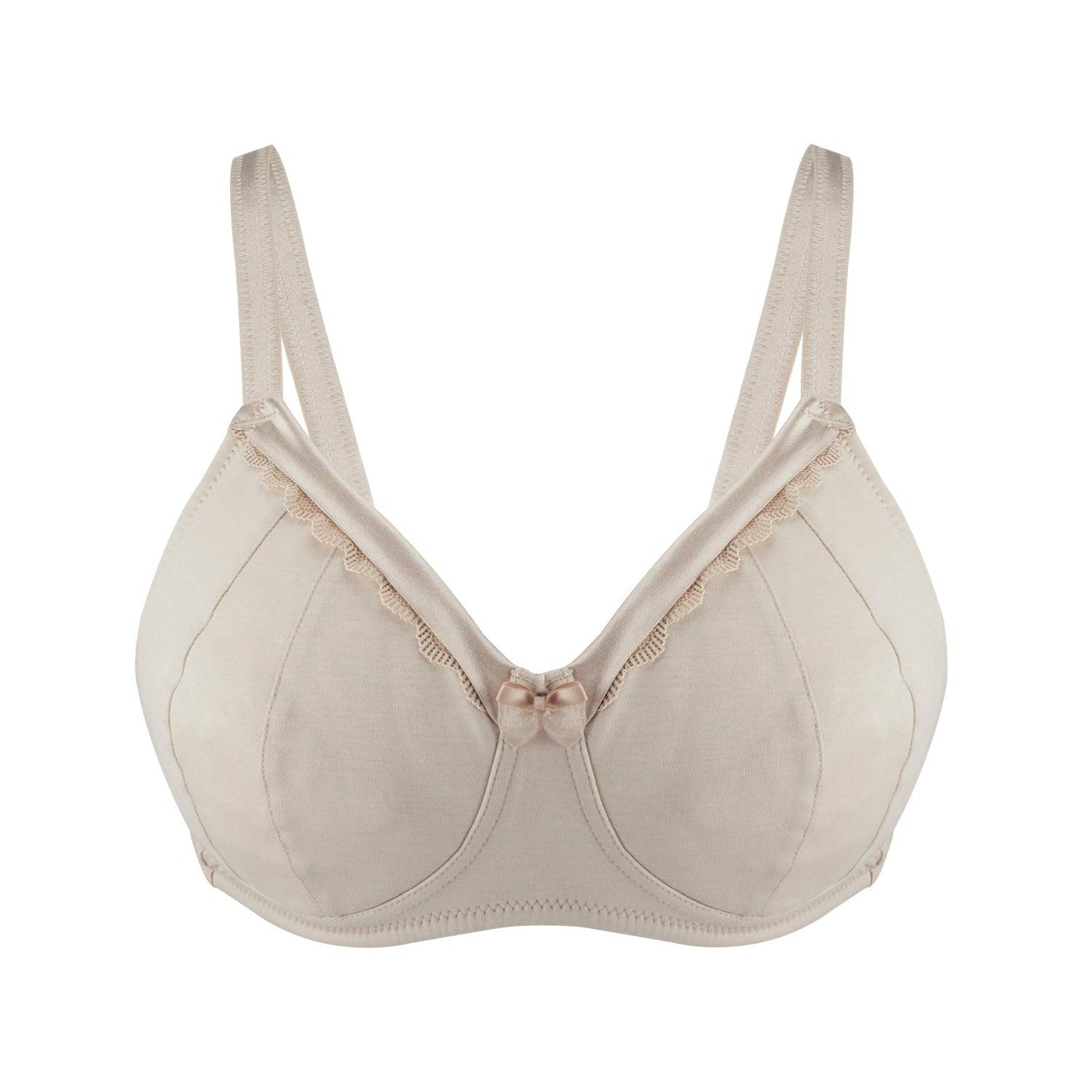 Ivory-Supportive Non-Wired Silk & Organic Cotton Full Cup Bra with removable paddings - Juliemay Lingerie