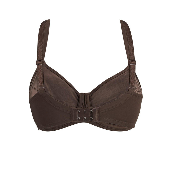 Cocoa Underwired Silk and Organic Cotton Full Cup Bra with removable paddings, view 3 – Juliemay Lingerie