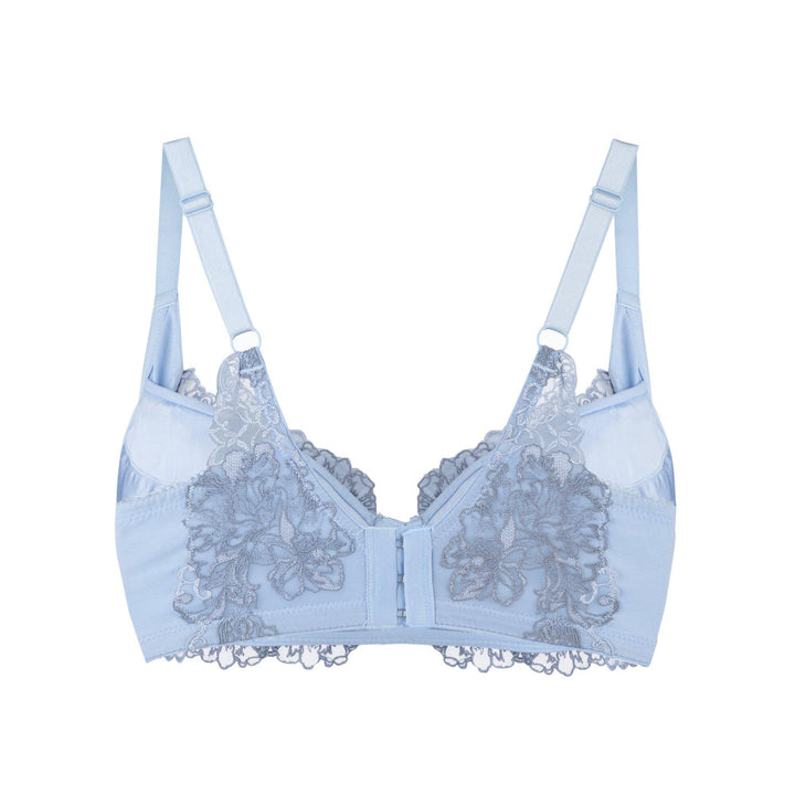 Ashley Embroidery Silk and Organic Cotton Supportive Plunge Bra, back view – Juliemay Lingerie