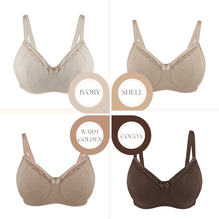 Ivory Supportive Non Wired Silk and Organic Cotton Full Cup Bra with removable paddings, fabric and comfort features