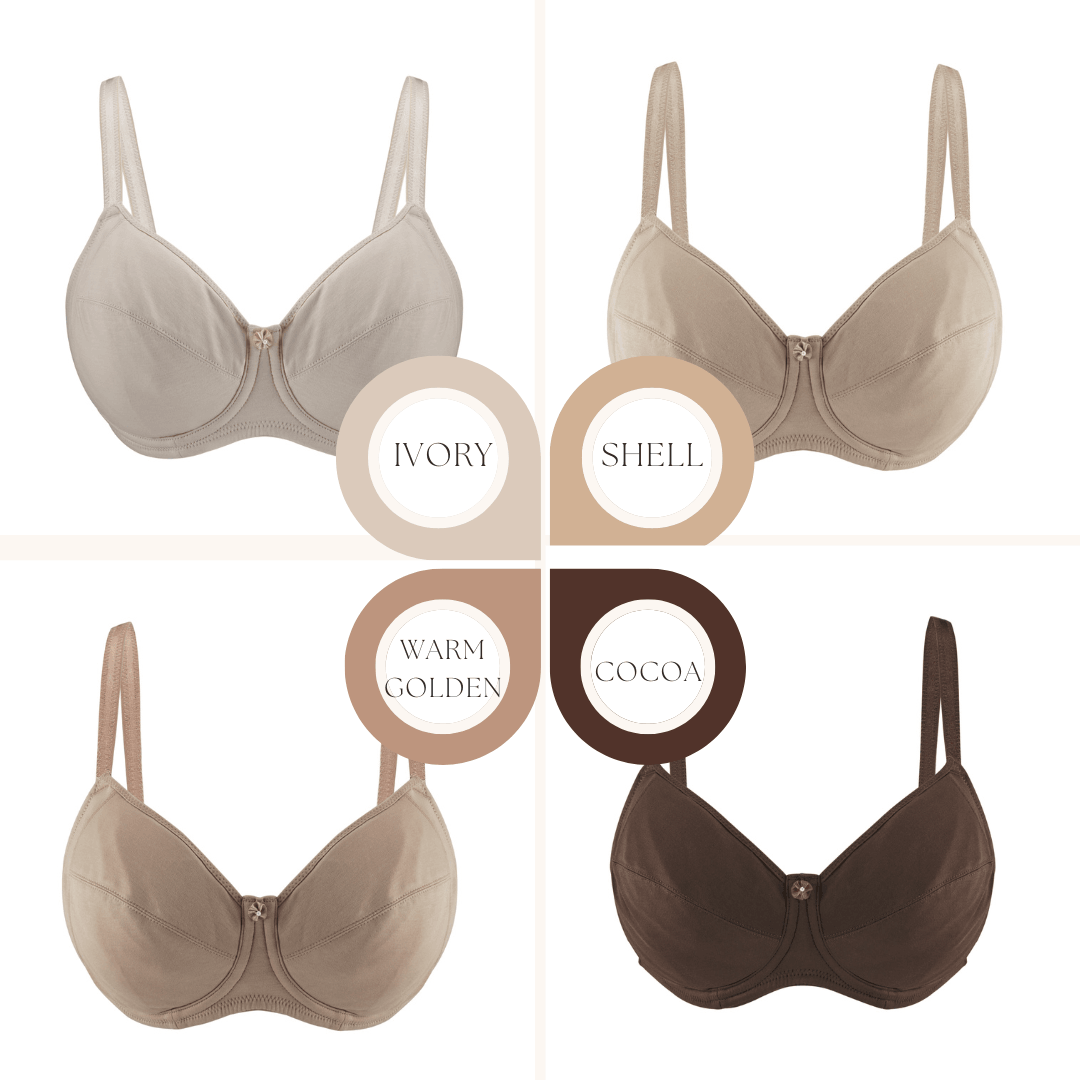 Cocoa Underwired Silk and Organic Cotton Full Cup Bra with removable paddings, fabric and comfort features