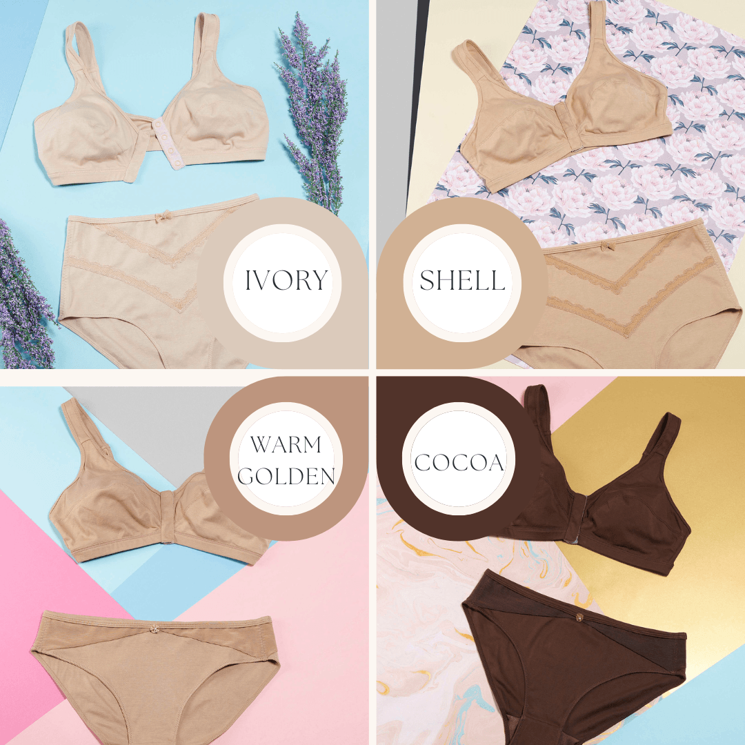 Shell Full Cup Front Closure Silk and Organic Cotton Wireless Bra, fabric and comfort features – Juliemay Lingerie