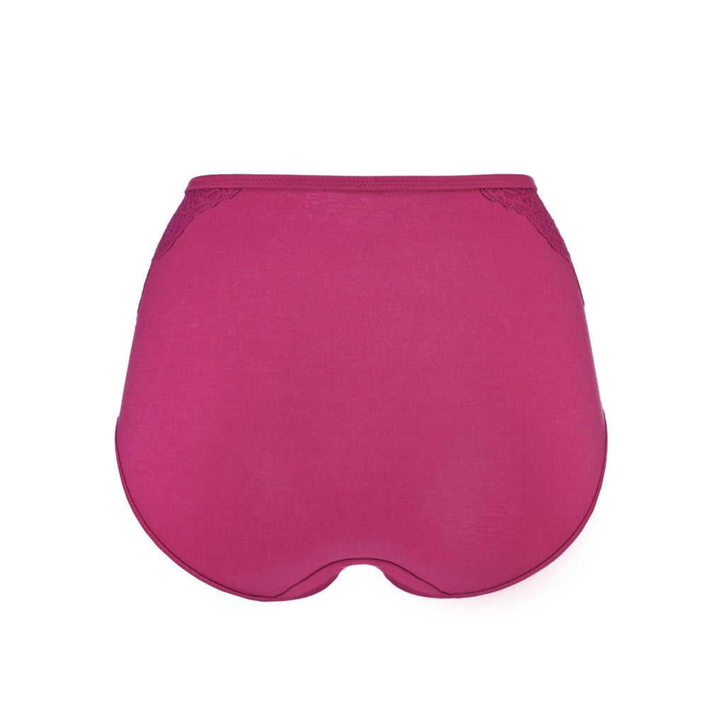 Fuchsia High Waisted Silk and Organic Cotton Full Brief, view 2 – Juliemay Lingerie