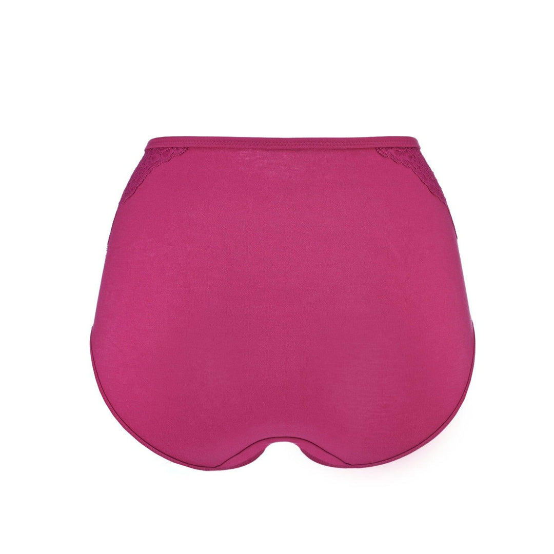 Fuchsia High Waisted Silk and Organic Cotton Full Brief, view 2 – Juliemay Lingerie