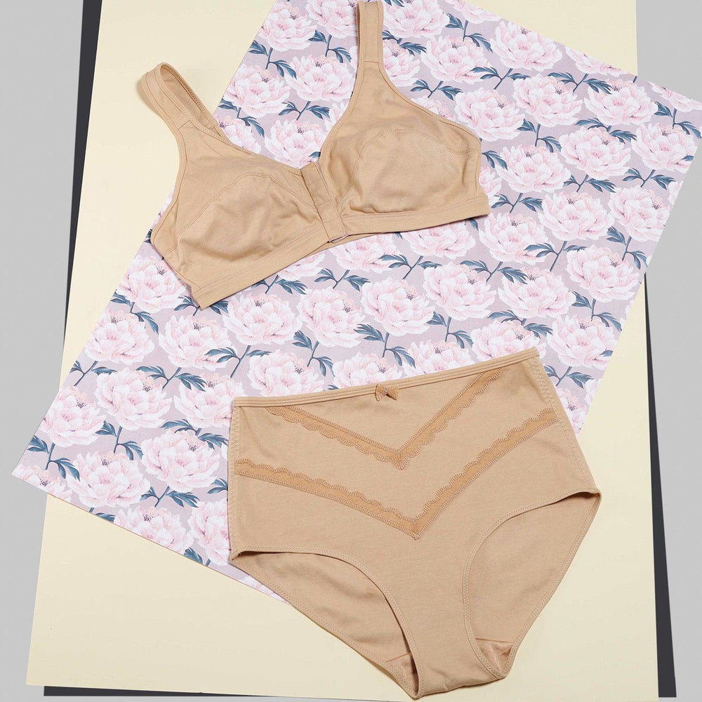 Shell Full Cup Front Closure Silk and Organic Cotton Wireless Bra, view 2 – Juliemay Lingerie